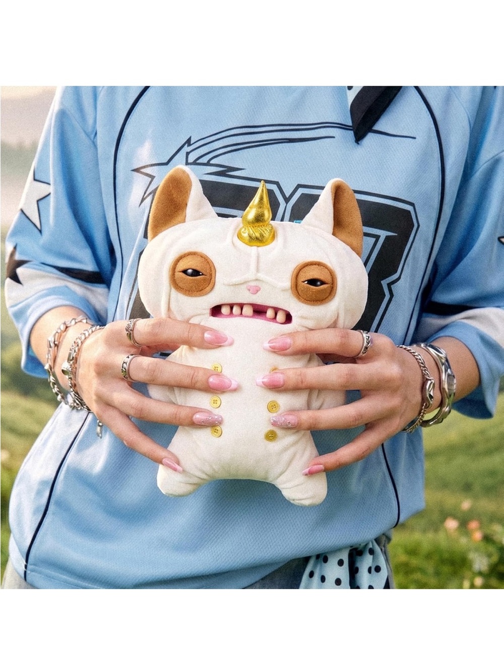 Zuru Wrinkle Mcstickles Fugglecorns Cream Plush Unicorn-Cat Handheld Plush